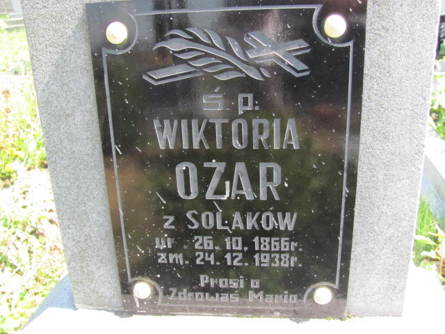Wiktoria Ozar 1866 Wierzchosławice - Grobonet - Wyszukiwarka osób pochowanych