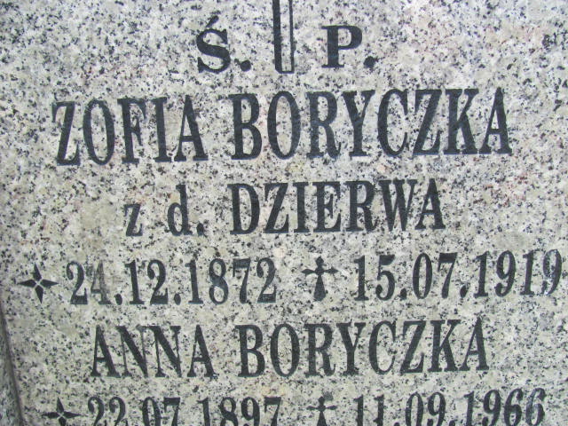 Zofia Boryczka 1872 Wierzchosławice - Grobonet - Wyszukiwarka osób pochowanych